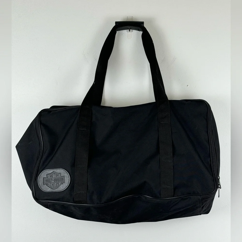 HARLEY DAVIDSON LG Nylon Double Zip Duffle Bag with Logo Black